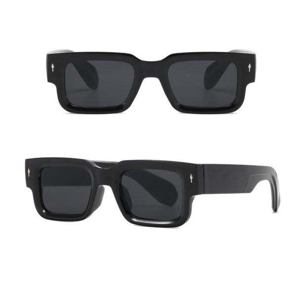 YJ038 Sunglasses Thick Square Frame with Rice Nail - 图片 4