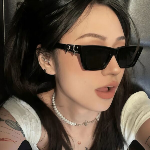 YJ021 Sunglasses Cat Eye Frame Bow Inlay - 图片 2