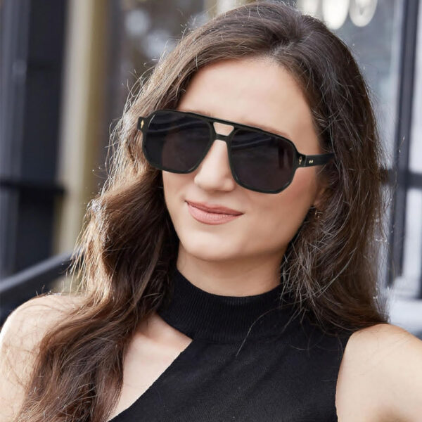 YJ078 Sunglasses Double Beam Frame Pilot Retro Leisure Style