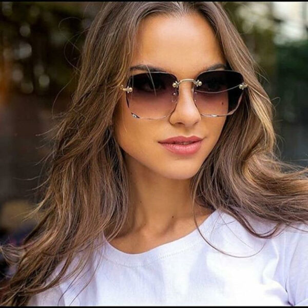 YJ081 Sunglasses Large Square Borderless Frame Fashionable