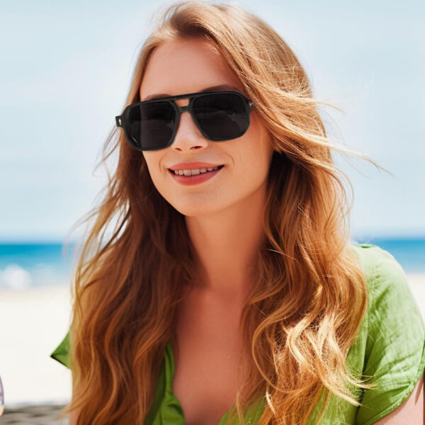 YJ078 Sunglasses Double Beam Frame Pilot Retro Leisure Style - 图片 2