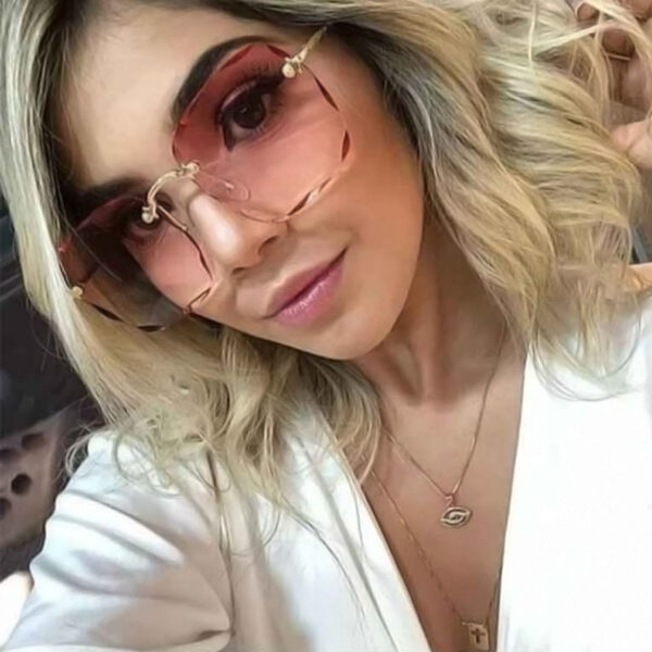 YJ081 Sunglasses Large Square Borderless Frame Fashionable - 图片 2