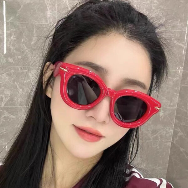 YJ076 Sunglasses Thick Round Frame for Women - 图片 2