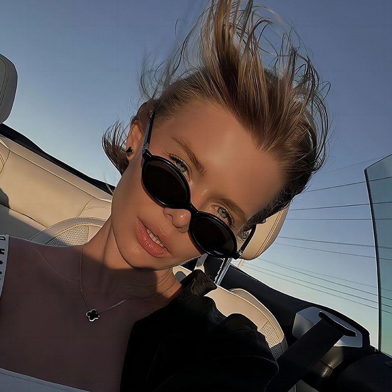 YJ104 Sunglasses Retro Oval Small Frame for Women - 图片 4